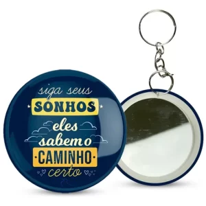 Botton Espelho Chaveiro Personalizado 55mm – 10 unidades